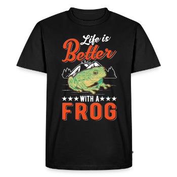 La vie est meilleure avec une grenouille - T-shirt Premium bio Homme - noir - Devant - Nico (187cm)