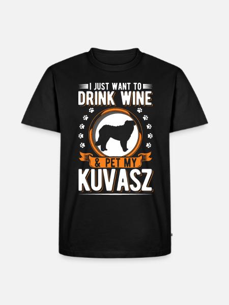 Kuvasz und Wein - Männer Premium Bio T-Shirt - Schwarz
