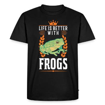 La vie est meilleure avec les grenouilles - T-shirt Premium bio Homme - noir - Devant - Nico (187cm)