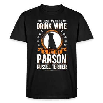 Parson Russell Terrier and wine - Men's Premium Organic T-Shirt - black - Front - Nico (187cm)