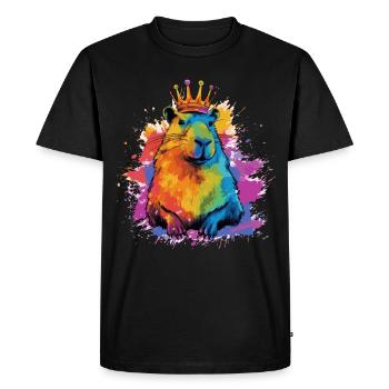 Capybara avec capybara couronne - T-shirt Premium bio Homme - noir - Devant - Nico (187cm)