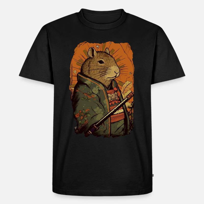 Capybara Samurai Wasserschwein - Männer Premium Bio T-Shirt - Schwarz