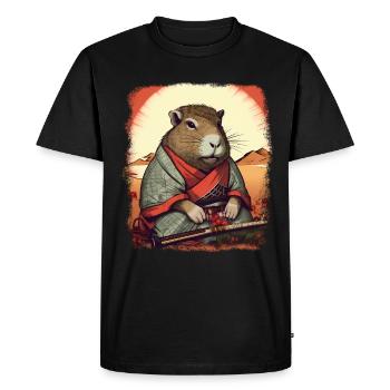 Capybara Samurai Wasserschwein - Men's Premium Organic T-Shirt - black - Front - Nico (187cm)