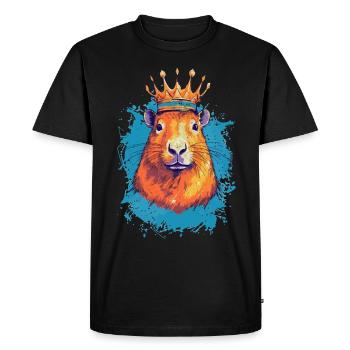 Capybara avec capybara couronne - T-shirt Premium bio Homme - noir - Devant - Nico (187cm)