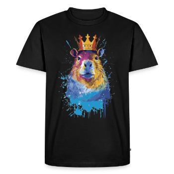 Capybara with crown capybara - Men's Premium Organic T-Shirt - black - Front - Nico (187cm)