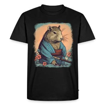 Capybara Samurai Wasserschwein - Men's Premium Organic T-Shirt - black - Front - Nico (187cm)