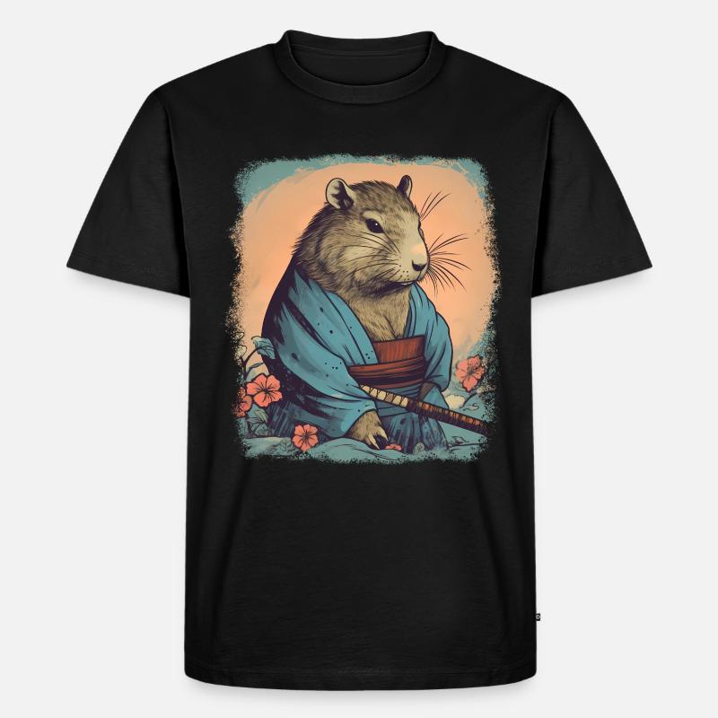 Capybara Samurai Wasserschwein - Männer Premium Bio T-Shirt - Schwarz