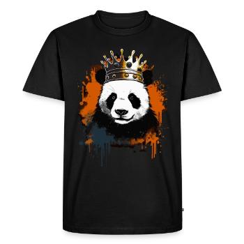 Panda With Crown - Men's Premium Organic T-Shirt - black - Front - Nico (187cm)