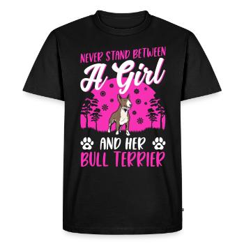 Bull Terrier Fille Miniature Bull Terrier - T-shirt Premium bio Homme - noir - Devant - Nico (187cm)