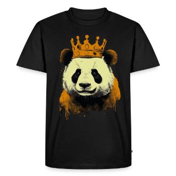 Panda With Crown - Men's Premium Organic T-Shirt - black - Front - Nico (187cm)