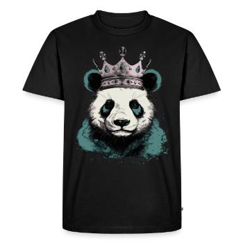 Panda With Crown - Men's Premium Organic T-Shirt - black - Front - Nico (187cm)