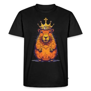 Capybara avec capybara couronne - T-shirt Premium bio Homme - noir - Devant - Nico (187cm)
