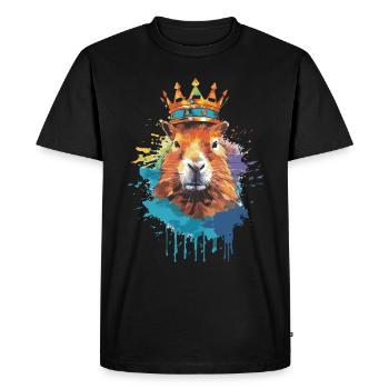 Capybara avec capybara couronne - T-shirt Premium bio Homme - noir - Devant - Nico (187cm)
