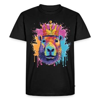 Capybara avec capybara couronne - T-shirt Premium bio Homme - noir - Devant - Nico (187cm)