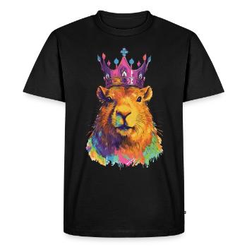 Capybara avec capybara couronne - T-shirt Premium bio Homme - noir - Devant - Nico (187cm)