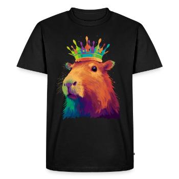 Capybara avec capybara couronne - T-shirt Premium bio Homme - noir - Devant - Nico (187cm)