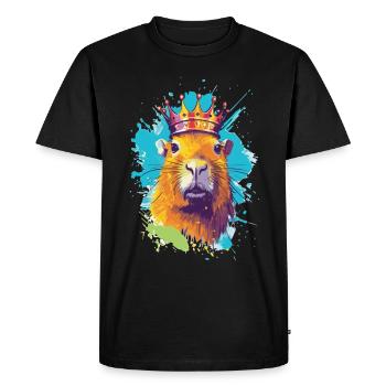 Capybara avec capybara couronne - T-shirt Premium bio Homme - noir - Devant - Nico (187cm)