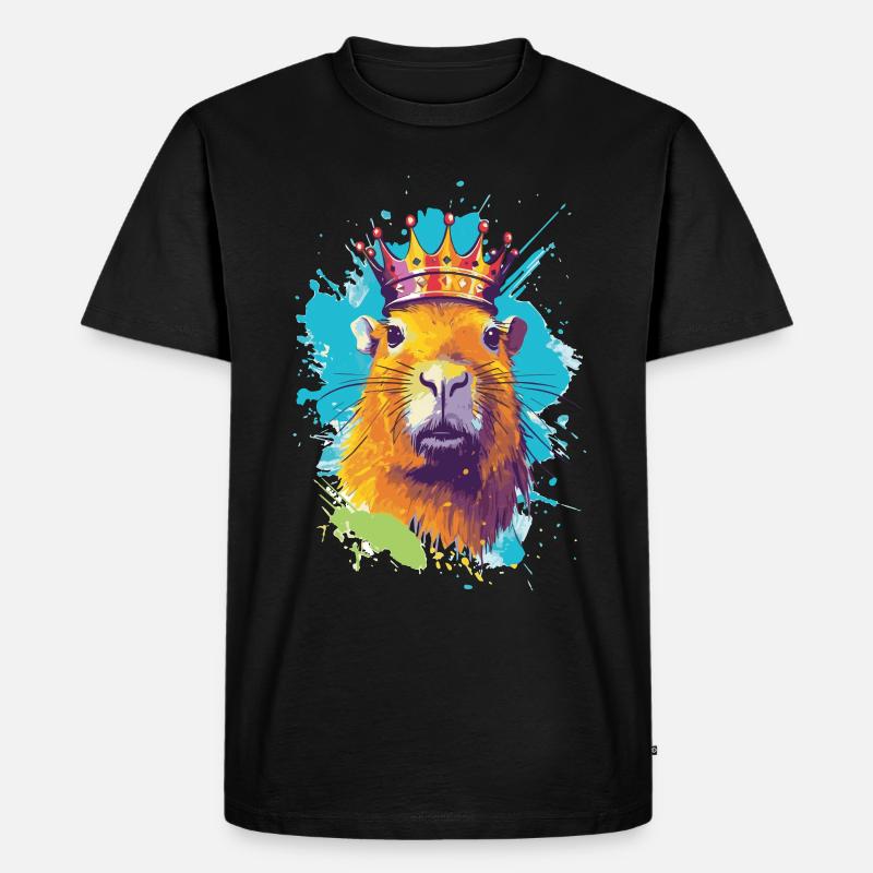 Capybara avec capybara couronne - T-shirt Premium bio Homme - noir