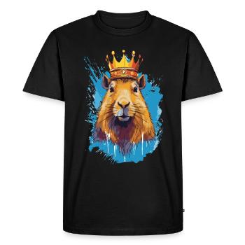 Capybara avec capybara couronne - T-shirt Premium bio Homme - noir - Devant - Nico (187cm)