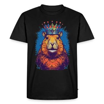 Capybara avec capybara couronne - T-shirt Premium bio Homme - noir - Devant - Nico (187cm)
