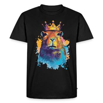 Capybara with crown capybara - Men's Premium Organic T-Shirt - black - Front - Nico (187cm)