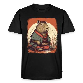 Capybara Samurai Wasserschwein - Men's Premium Organic T-Shirt - black - Front - Nico (187cm)