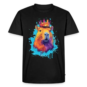 Capybara avec couronne de capybara - T-shirt Premium bio Homme - noir - Devant - Nico (187cm)