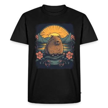 Capybara Cadeau Capybara - T-shirt Premium bio Homme - noir - Devant - Nico (187cm)