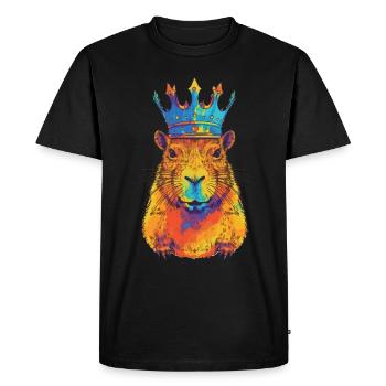 Capybara avec couronne de capybara - T-shirt Premium bio Homme - noir - Devant - Nico (187cm)