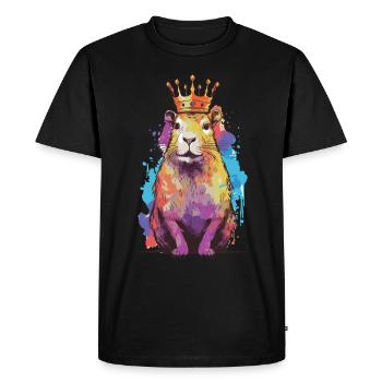 Capybara avec capybara couronne - T-shirt Premium bio Homme - noir - Devant - Nico (187cm)