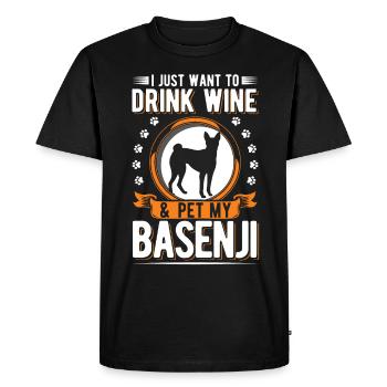 Basenji et vin - T-shirt Premium bio Homme - noir - Devant - Nico (187cm)
