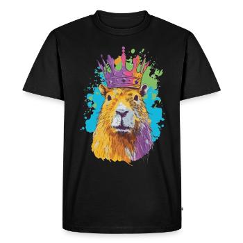 Capybara avec capybara couronne - T-shirt Premium bio Homme - noir - Devant - Nico (187cm)