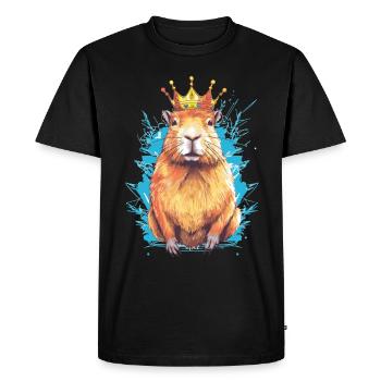 Capybara avec capybara couronne - T-shirt Premium bio Homme - noir - Devant - Nico (187cm)
