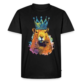 Capybara avec capybara couronne - T-shirt Premium bio Homme - noir - Devant - Nico (187cm)
