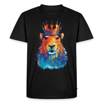 Capybara avec capybara couronne - T-shirt Premium bio Homme - noir - Devant - Nico (187cm)