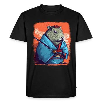 Capybara Samurai Wasserschwein - Men's Premium Organic T-Shirt - black - Front - Nico (187cm)
