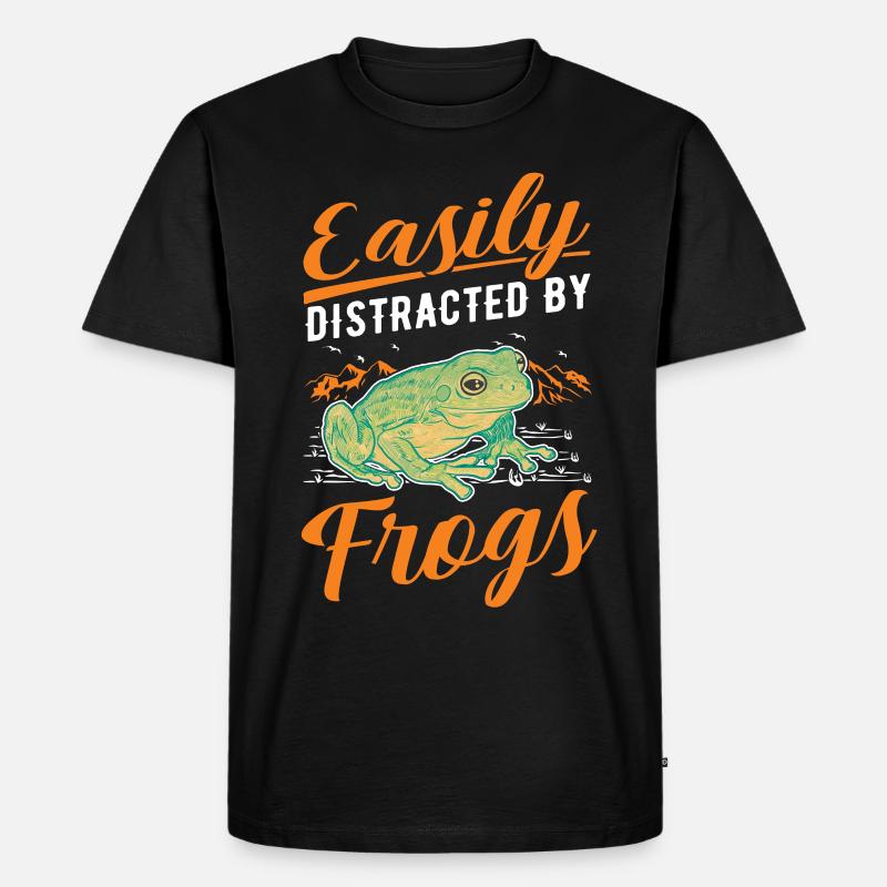 Easily distracted by Frogs Frosch - Männer Premium Bio T-Shirt - Schwarz