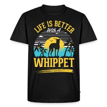 La vie est meilleure avec un whippet - T-shirt Premium bio Homme - noir - Devant - Nico (187cm)