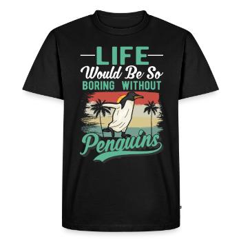 Pingouin Manchot Empereur Pingouin Manchot aux yeux jaunes - T-shirt Premium bio Homme - noir - Devant - Nico (187cm)