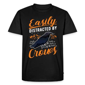 Facilement distrait par les corbeaux Corbeau Corbeau Corbeau - T-shirt Premium bio Homme - noir - Devant - Nico (187cm)