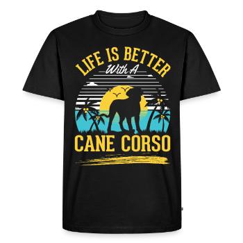 Life is better with Cane Corsos - Men's Premium Organic T-Shirt - black - Front - Nico (187cm)
