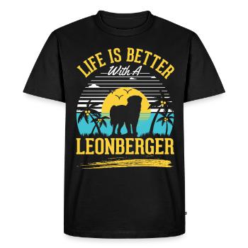 La vie est plus belle avec un Leonberg - T-shirt Premium bio Homme - noir - Devant - Nico (187cm)