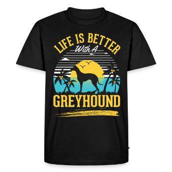 Life is better with a greyhound greyhound - Men's Premium Organic T-Shirt - black - Front - Nico (187cm)