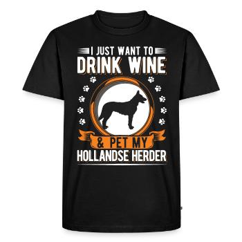 Hollandse Herder et le vin - T-shirt Premium bio Homme - noir - Devant - Nico (187cm)
