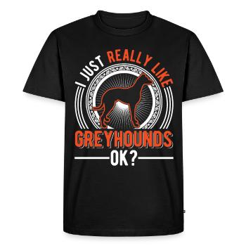 I Just Like Greyhounds Greyhound Galgo - Men's Premium Organic T-Shirt - black - Front - Nico (187cm)