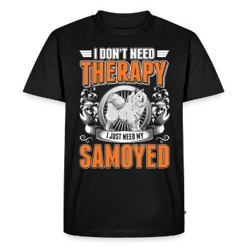 Samoyède thérapie Chien de traîneau Samoyède - T-shirt Premium bio Homme - noir - Devant - Nico (187cm)