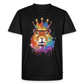 Capybara avec capybara couronne - T-shirt Premium bio Homme - noir - Devant - Nico (187cm)