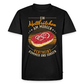 Mettbrötchen in the morning Mett Hackepeter - Men's Premium Organic T-Shirt - black - Front - Nico (187cm)