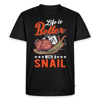 Life is better with a snail - Men's Premium Organic T-Shirt - black - Front - Nico (187cm)