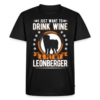 Leonberg et le vin - T-shirt Premium bio Homme - noir - Devant - Nico (187cm)
